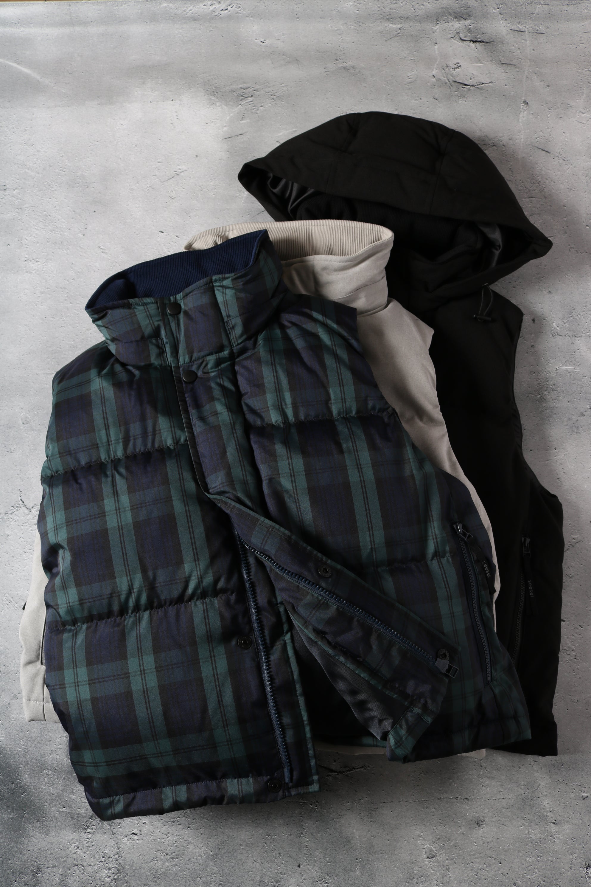 未使用　seeset フード付き黒ダウンベスト UTILITY DOWN VEST – seeset official